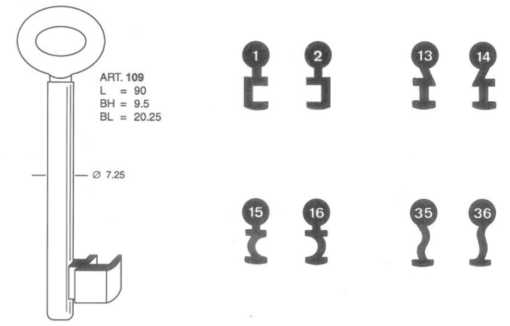 Poort/schuursleutel 109 (1 t/m 36) - Afbeelding 2