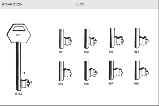 Lips/Bruynzeel 2122 (961 t/m 968) Kop-Vierkant - Afbeelding 2