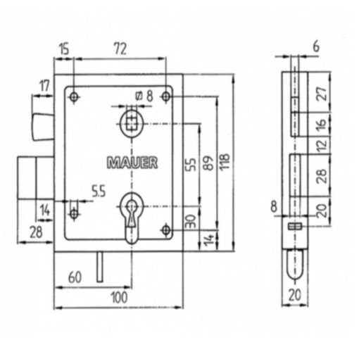 Poortslot Mauer 3350 BB (met garnituur) - Afbeelding 2