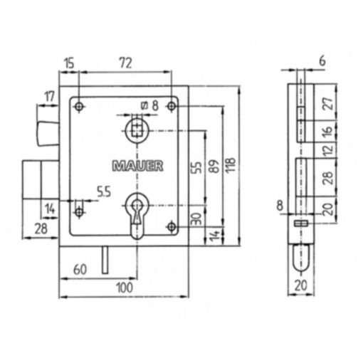 Poortslot Mauer 3350 PZ (met garnituur) - Afbeelding 2